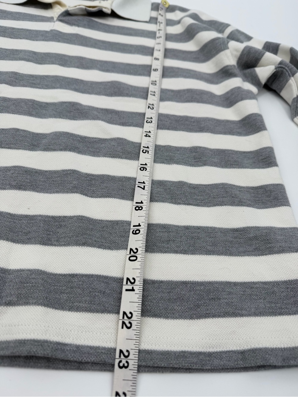 Parke by Chelsea Parke Sweat Rugby Striped Polo Shirt Gray L/XL - Picture 6 of 7